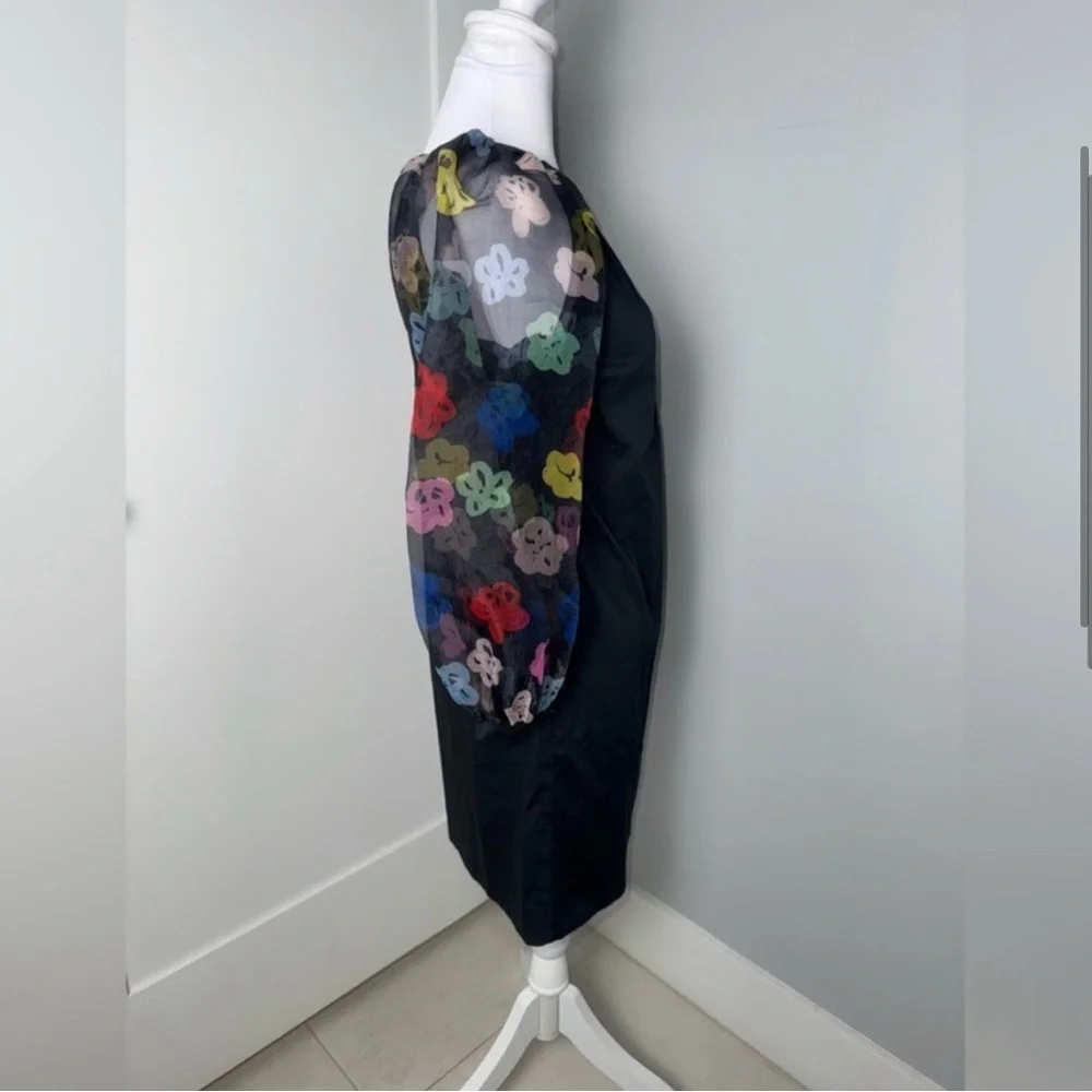 STAUD Toile Garden Black Dress with Multicolor Floral Sleeves - Picture 5 of 8